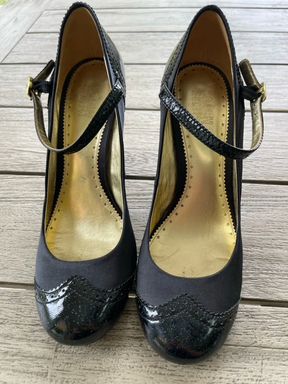 Coach Rosaria Spectator Black Mary Jane Block Heel Pumps Womens Size 8.5